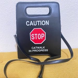 New funny warning sign crossbody hand bag